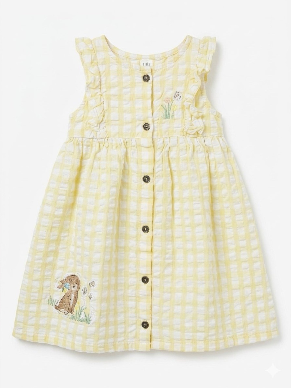 Fred & Flo Pure Cotton Gingham Sundress Yellow White 18-24M